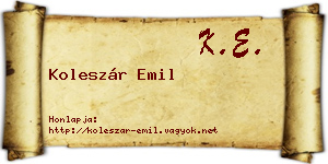 Koleszár Emil névjegykártya
