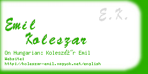 emil koleszar business card